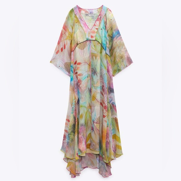 Zara Limited Edition Dress Viscose Asymmetric Beach Cover - Picture 1 of 13